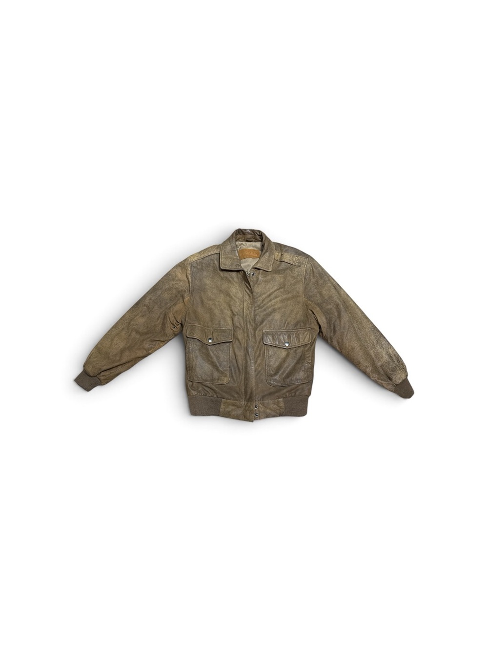 Vintage Mirage Brown Ombre Leather Bomber Jacket Men’s Small Made in Korea